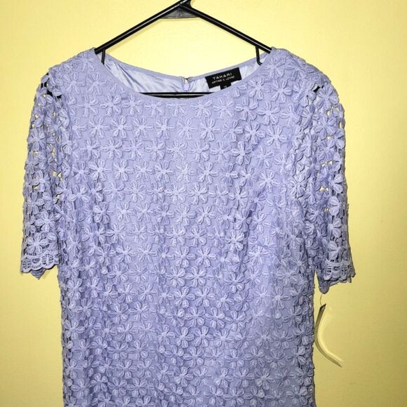 New Tahari Purple Floral Lace Overlay Dress 10 - Picture 4 of 13